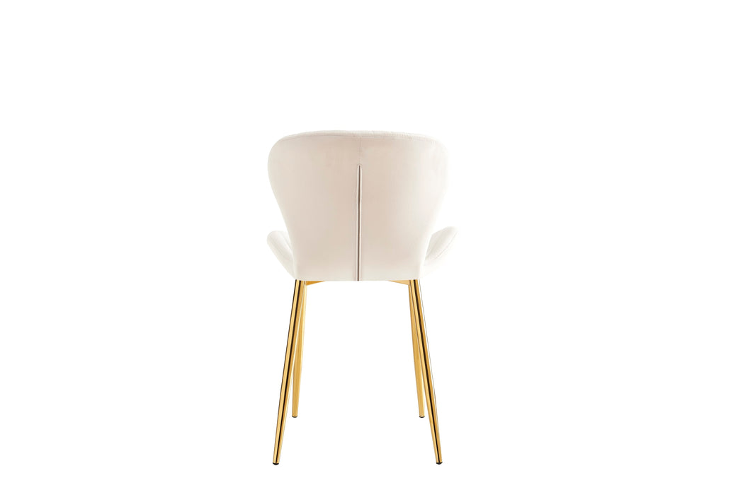 CHAISE COLONNA PIEDS METAL GOLD TISSU VELOURS BEIGE - image 3