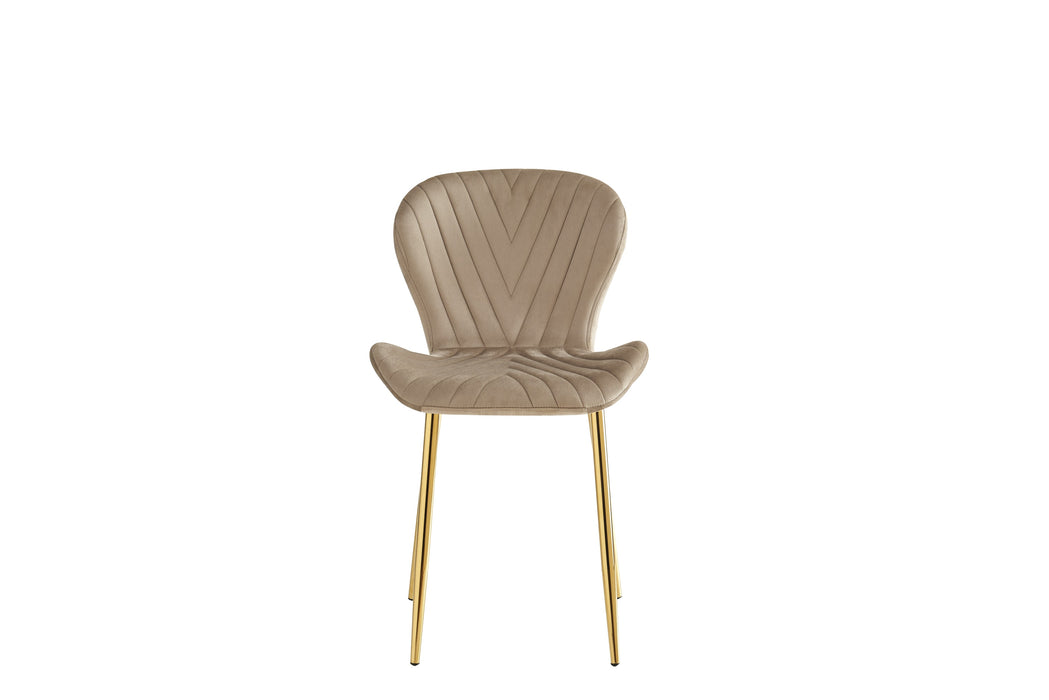 CHAISE COLONNA PIEDS METAL GOLD TISSU VELOURS TAUPE - image 1