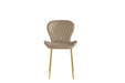 CHAISE COLONNA PIEDS METAL GOLD TISSU VELOURS TAUPE - image 1