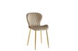CHAISE COLONNA PIEDS METAL GOLD TISSU VELOURS TAUPE - image 2