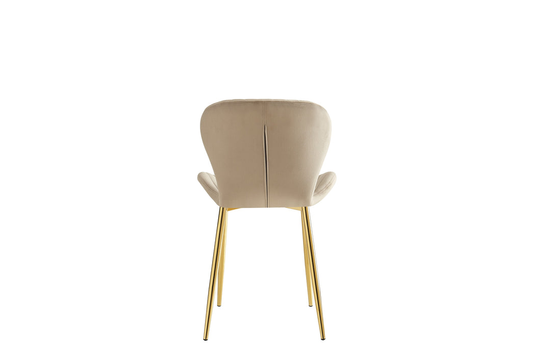 CHAISE COLONNA PIEDS METAL GOLD TISSU VELOURS TAUPE - image 3