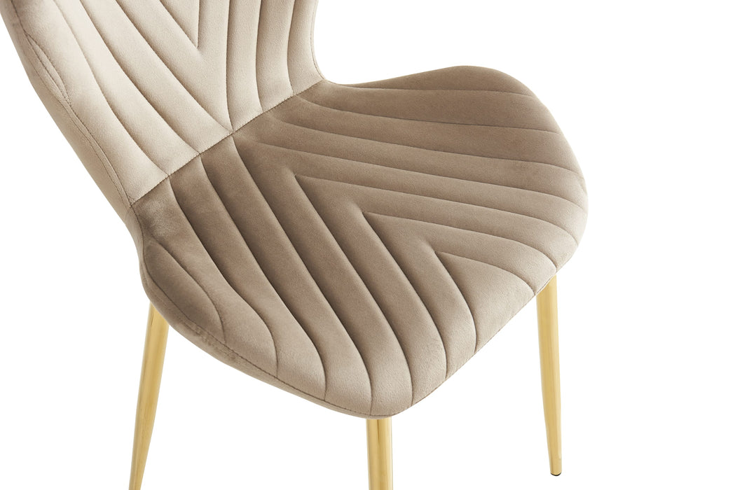 CHAISE COLONNA PIEDS METAL GOLD TISSU VELOURS TAUPE - image 5