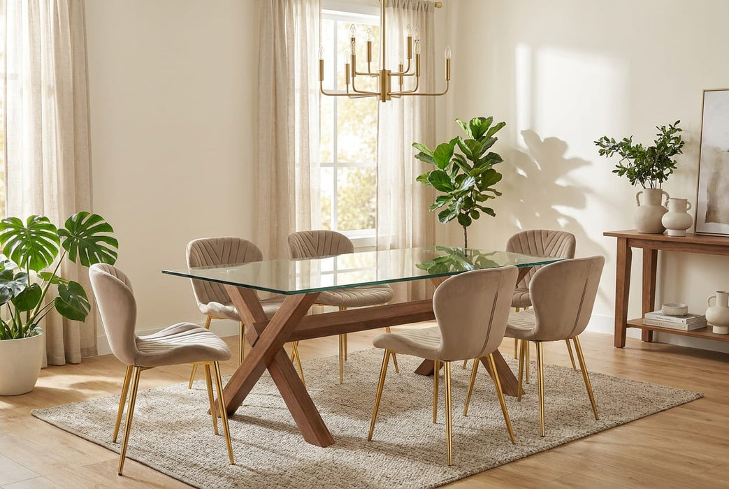 Table à manger IXE en bois XXL plateau transparent 180 cm - image 1