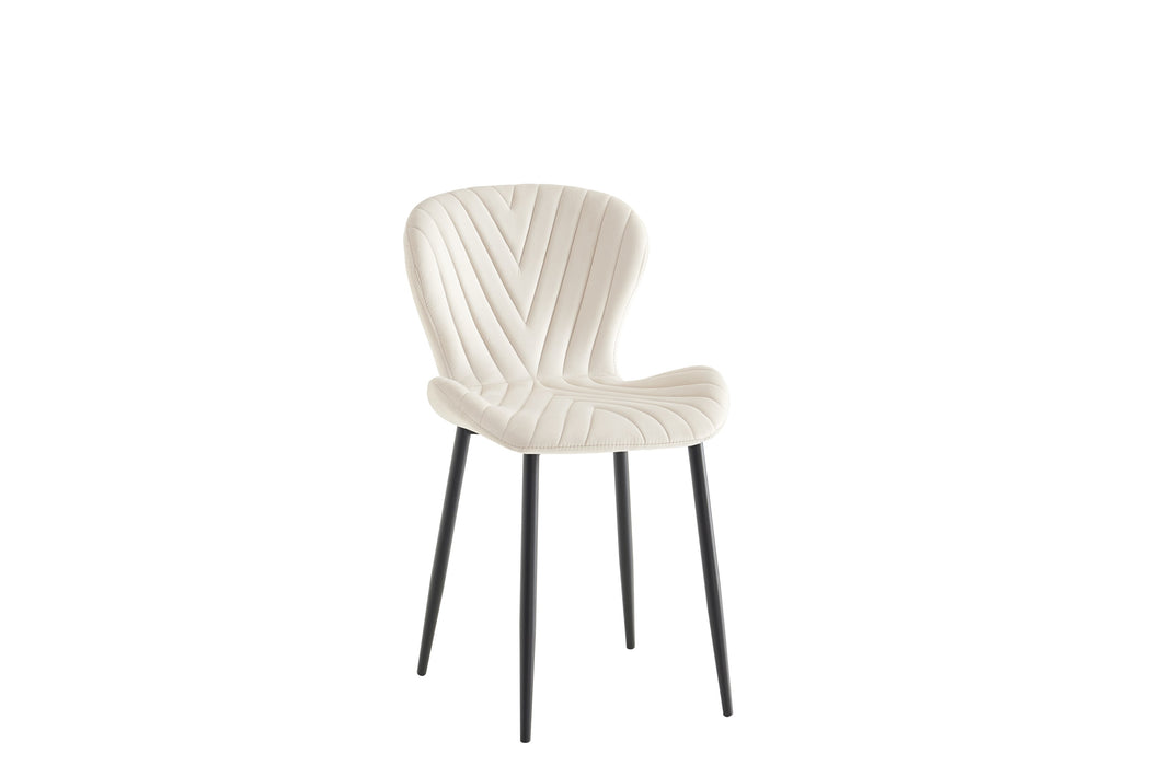 CHAISE COLONNA PIEDS METAL NOIR TISSU VELOURS BEIGE - image 2