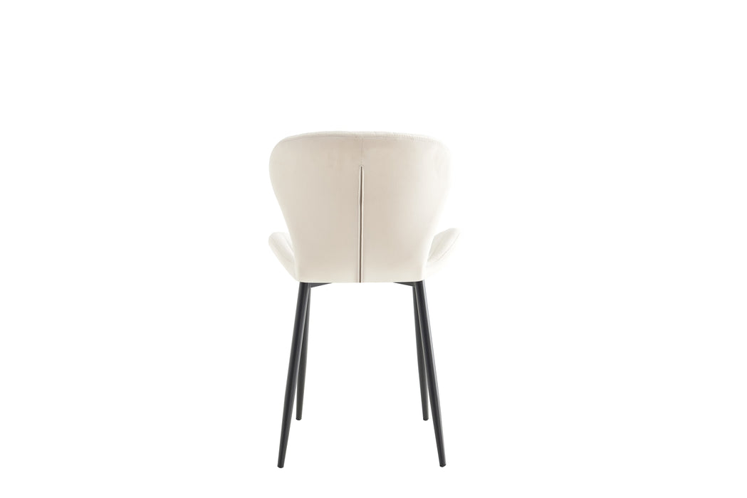 CHAISE COLONNA PIEDS METAL NOIR TISSU VELOURS BEIGE - image 3