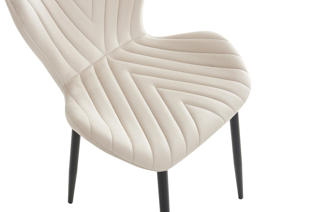 CHAISE COLONNA PIEDS METAL NOIR TISSU VELOURS BEIGE - image 5