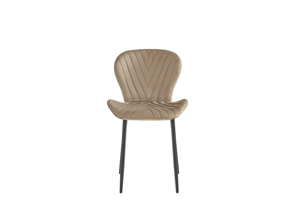 CHAISE COLONNA PIEDS METAL NOIR TISSU VELOURS TAUPE - image 1