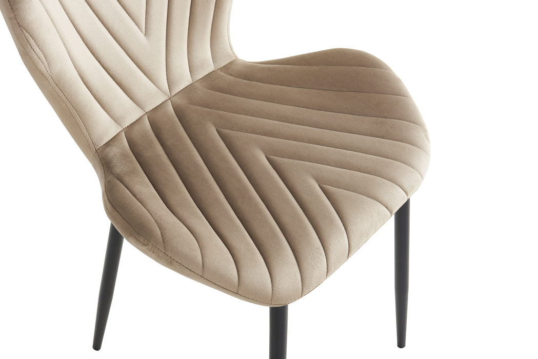 CHAISE COLONNA PIEDS METAL NOIR TISSU VELOURS TAUPE - image 5