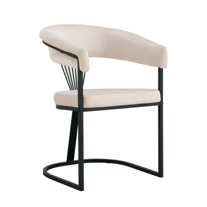 CHAISE AVEC ACCOUDOIR BRITTANY METAL NOIR VELOURS BEIGE - image 2