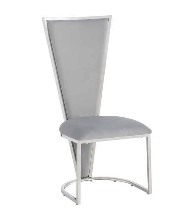 CHAISES MELISSA PIED METAL CHROME ASSISE VELOURS GRIS - image 2