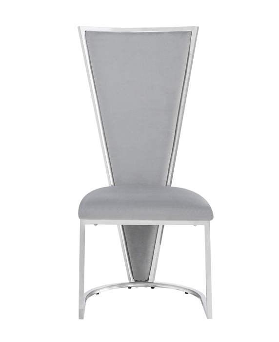 CHAISES MELISSA PIED METAL CHROME ASSISE VELOURS GRIS - image 1