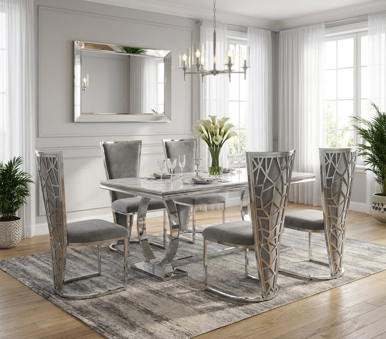CHAISES MELISSA PIED METAL CHROME ASSISE VELOURS GRIS - image 5