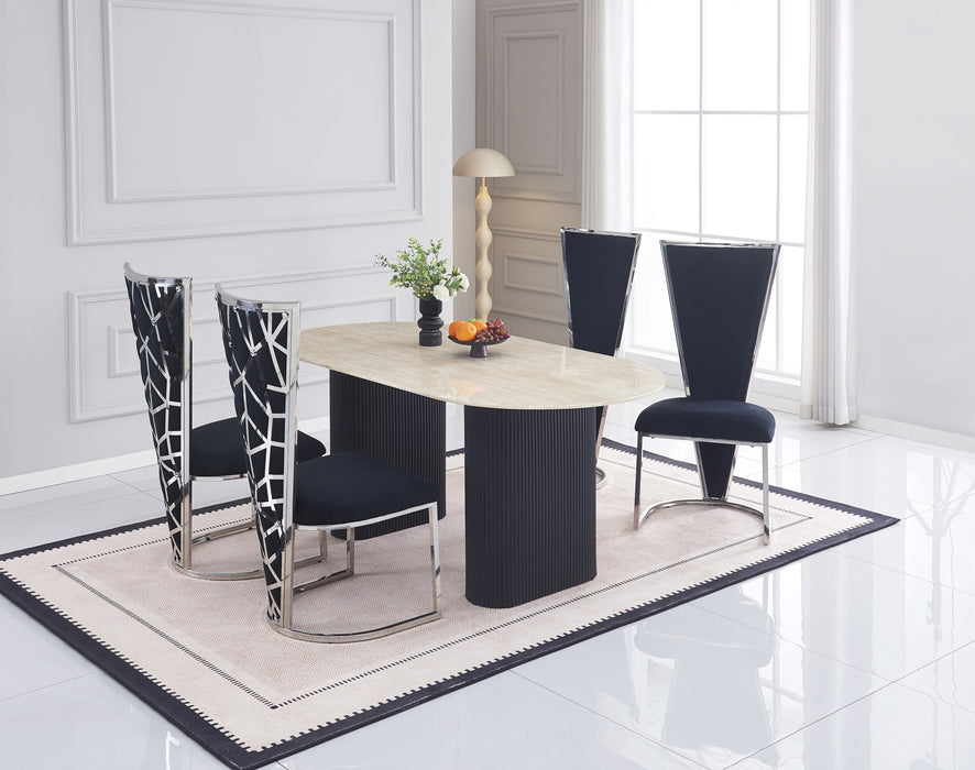 CHAISES MELISSA PIED METAL CHROME ASSISE VELOURS NOIR - image 5