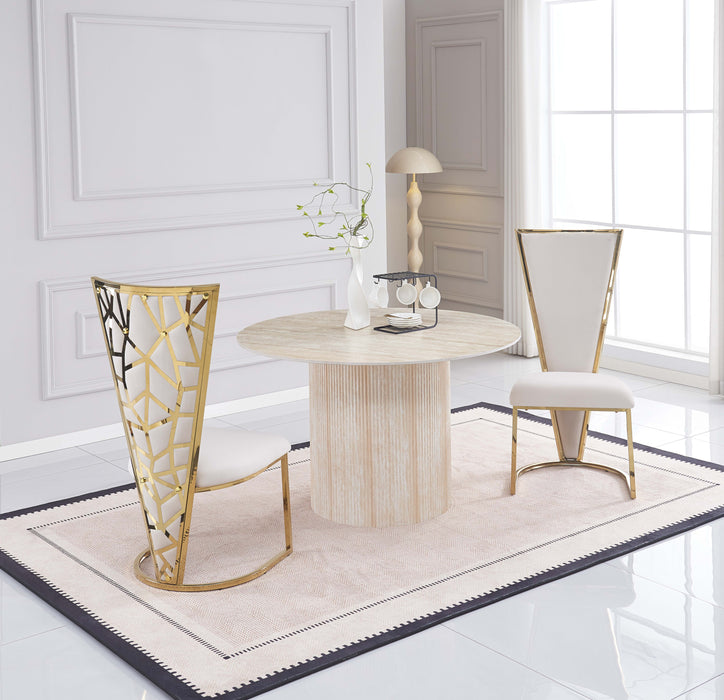 CHAISES MELISSA PIED METAL GOLD ASSISE VELOURS BEIGE - image 5