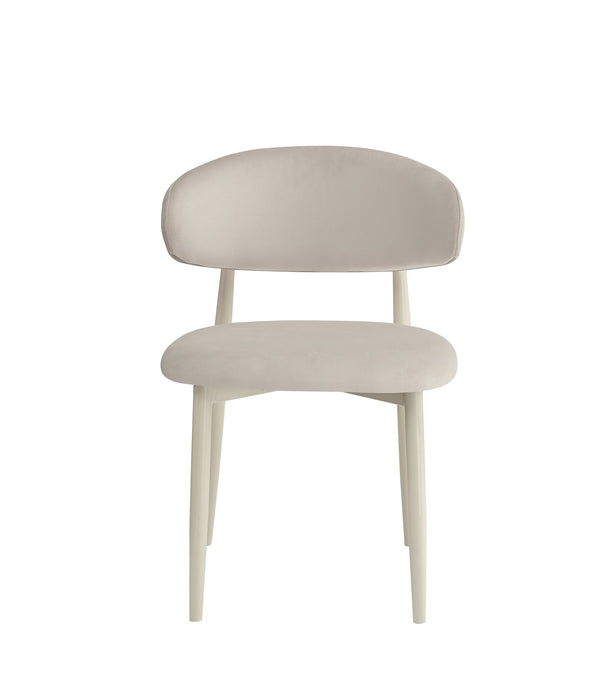 CHAISE LUCILE PIED METAL BEIGE VELOURS BEIGE