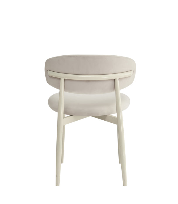 CHAISE LUCILE PIED METAL BEIGE VELOURS BEIGE