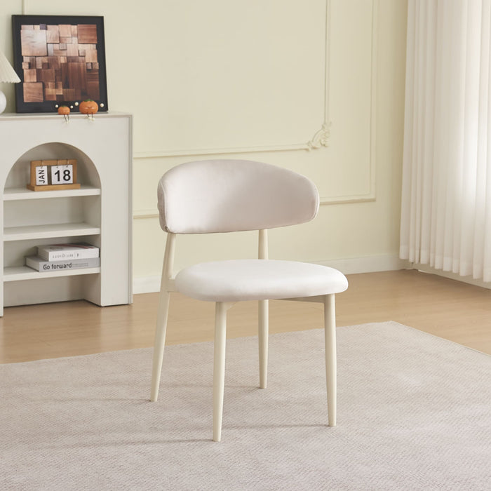 CHAISE LUCILE PIED METAL BEIGE VELOURS BEIGE