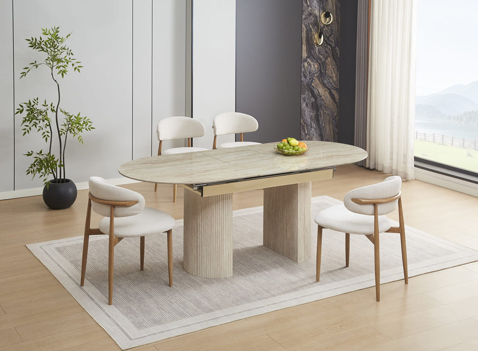 TABLE EXTENSIBLE SAHARA PIED EFFET TRAVERTIN PLATEAU CERAMIQUE TRAVERTIN BRILLANT 160/200x90x75 - image 5