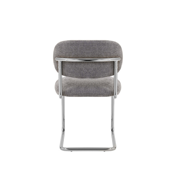 CHAISE ARC TISSU MARBELLA ANTHRACITE PIED CHROME - image 3