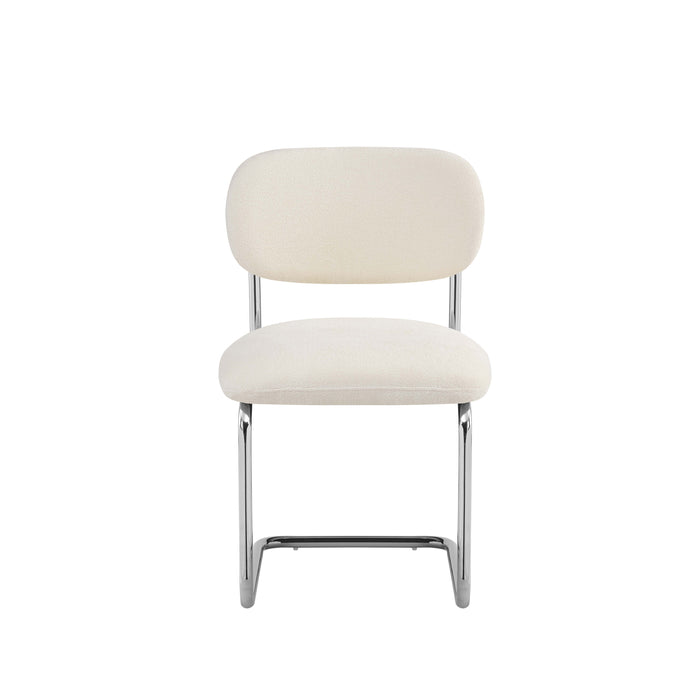 CHAISE ARC TISSU MARBELLA BEIGE PIED CHROME - image 1