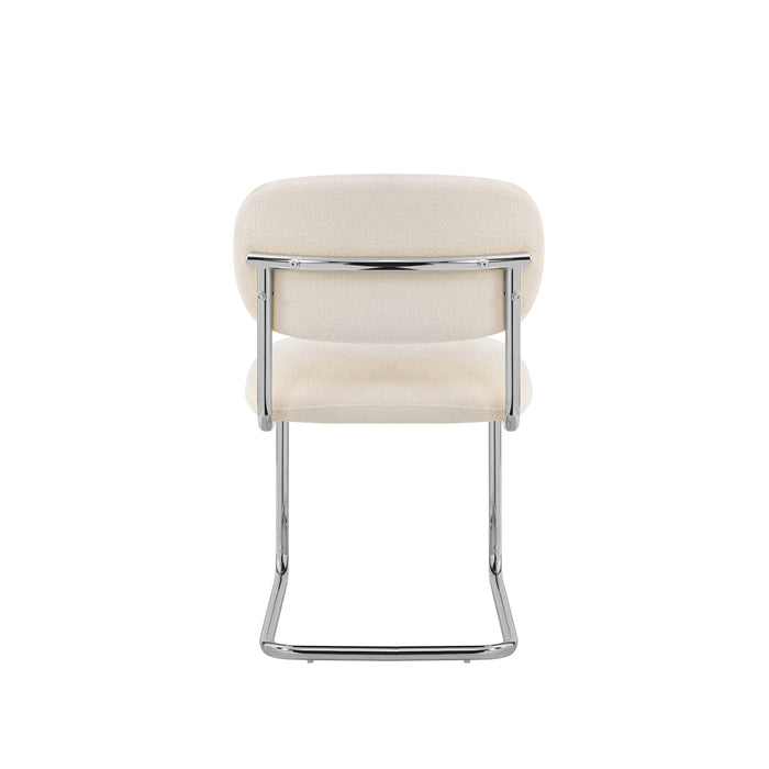 CHAISE ARC TISSU MARBELLA BEIGE PIED CHROME - image 3