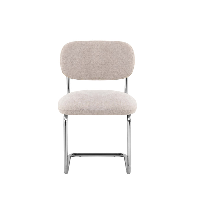 CHAISE ARC TISSU MARRON GLACE PIED CHROME - image 1