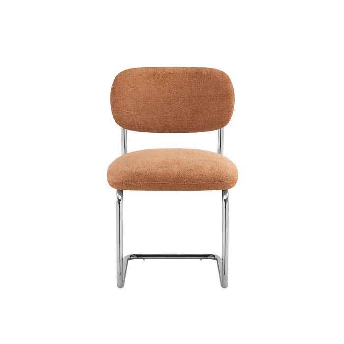 CHAISE ARC TISSU MARBELLA TERRACOTTA PIED CHROME - image 1