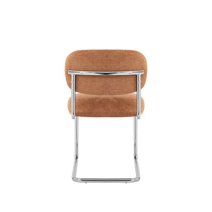 CHAISE ARC TISSU MARBELLA TERRACOTTA PIED CHROME - image 3