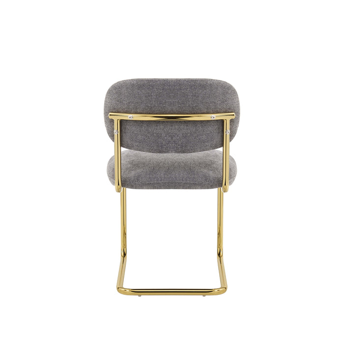 CHAISE ARC TISSU MARBELLA ANTHRACITE PIED GOLD - image 3