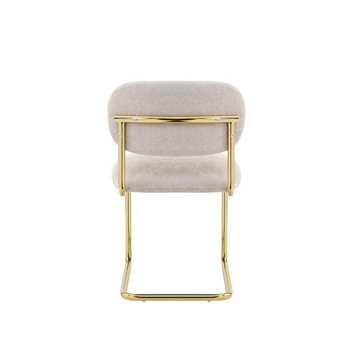CHAISE ARC TISSU MARRON GLACE PIED GOLD - image 3