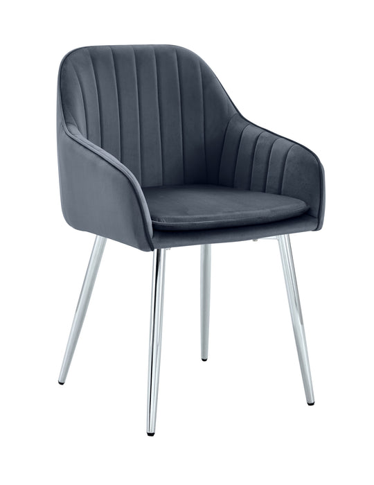 CHAISE PAMS PIED CHROME VELOURS ANTHRACITE