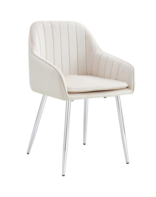 CHAISE PAMS PIEDS CHROME VELOURS BEIGE