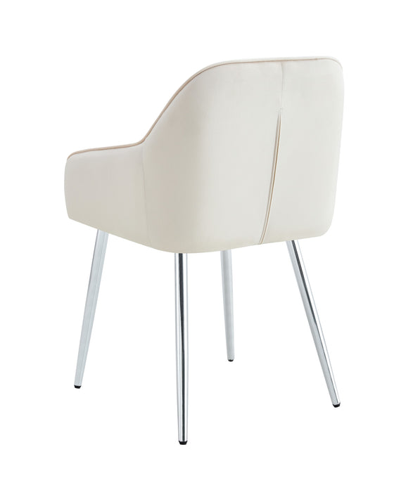 CHAISE PAMS PIEDS CHROME VELOURS BEIGE