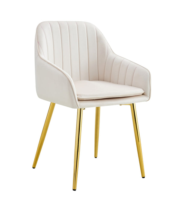 CHAISE PAMS PIEDS GOLD VELOURS BEIGE