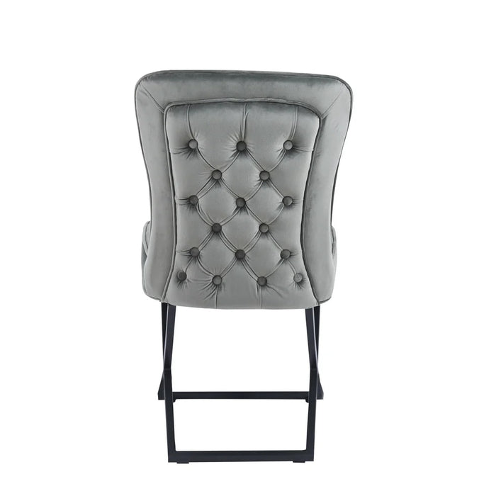Lot de 4 chaises GABRIELLE Métal noir Velours Capitonné - image 2