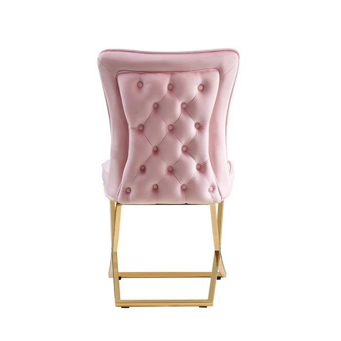 CHAISE GABRIELLE GOLD VELOURS ROSE PALE