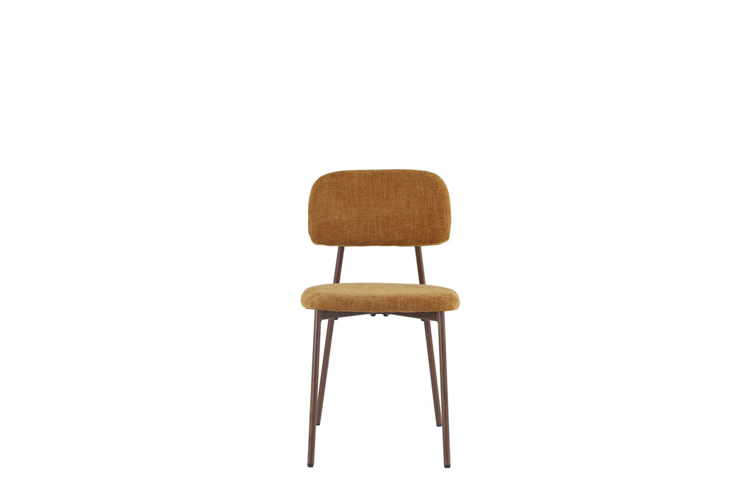 CHAISE AZRA PIED EFFET NOYER ASSISES TISSU HERITAGE OCRE - image 1