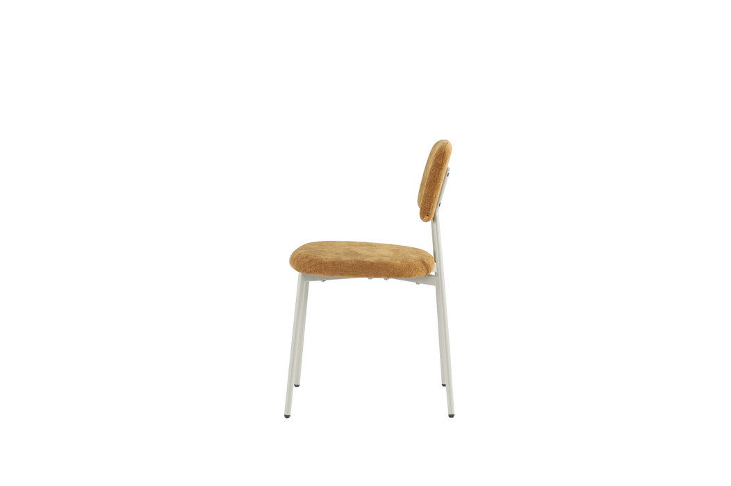 CHAISE AZRA PIED METAL TAUPE ASSISES TISSU HERITAGE OCRE - image 3