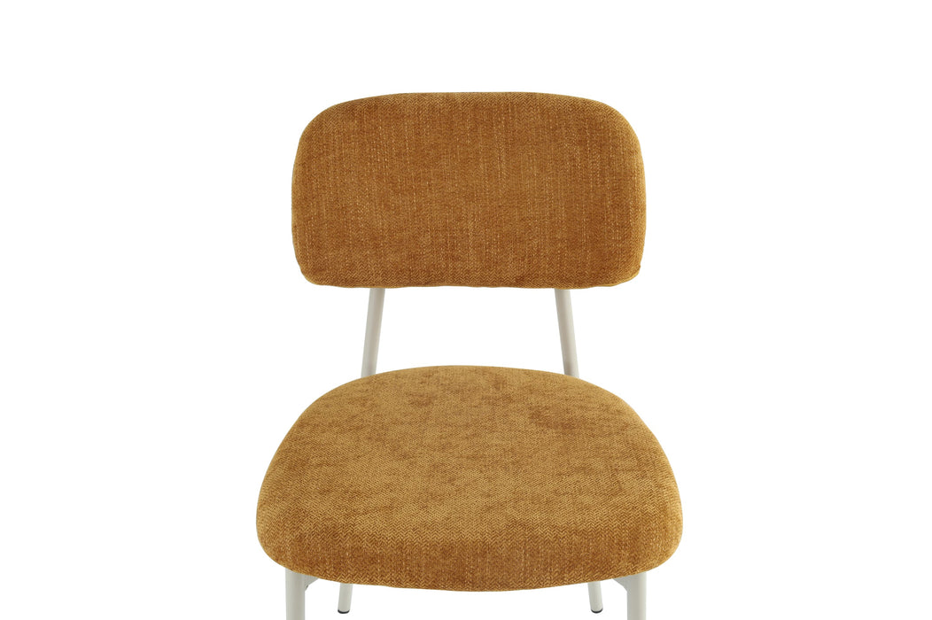 CHAISE AZRA PIED METAL TAUPE ASSISES TISSU HERITAGE OCRE - image 6