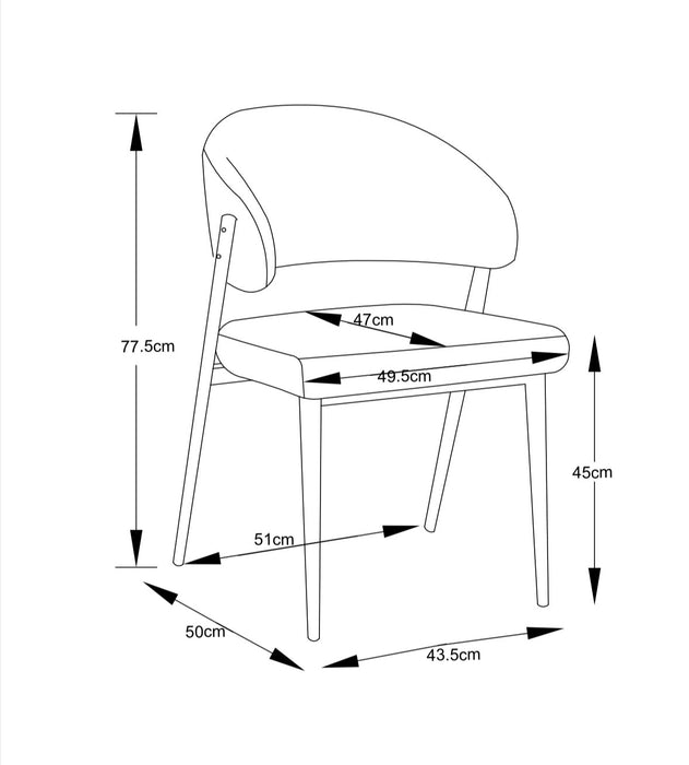 CHAISE LAMIA PIEDS EFFET NOYER TISSU VELOURS ANTHRACITE