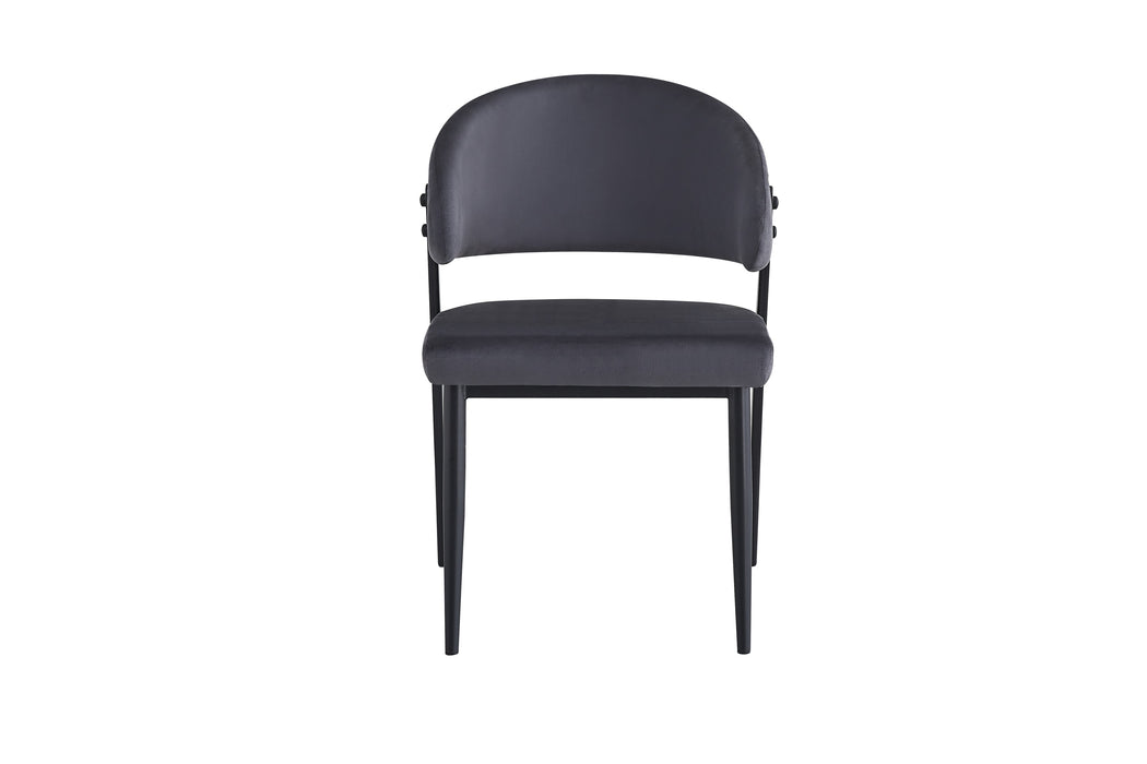 CHAISE LAMIA PIEDS METAL NOIR TISSU VELOURS ANTHRACITE - image 1