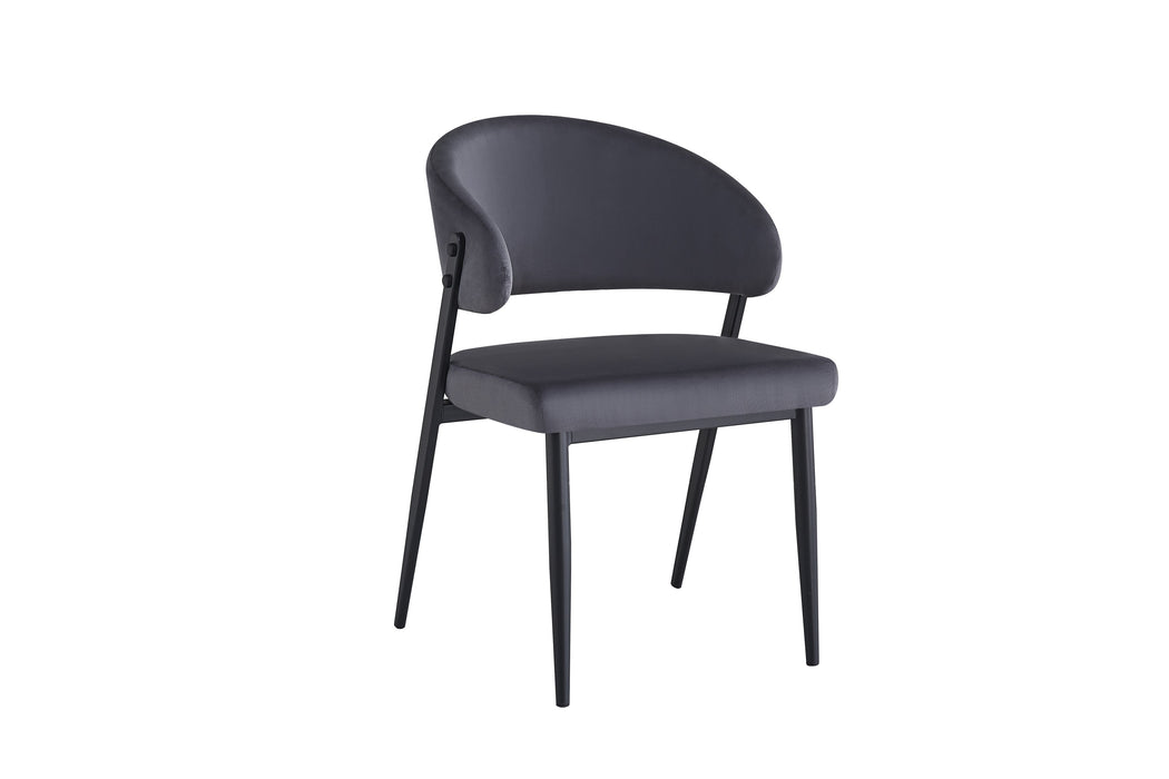 CHAISE LAMIA PIEDS METAL NOIR TISSU VELOURS ANTHRACITE - image 2