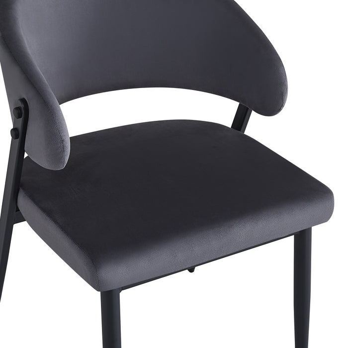 CHAISE LAMIA PIEDS METAL NOIR TISSU VELOURS ANTHRACITE