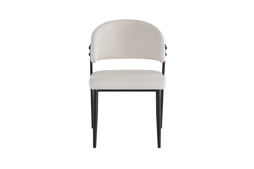 CHAISE LAMIA PIEDS METAL NOIR TISSU VELOURS BEIGE - image 1