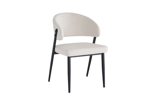 CHAISE LAMIA PIEDS METAL NOIR TISSU VELOURS BEIGE