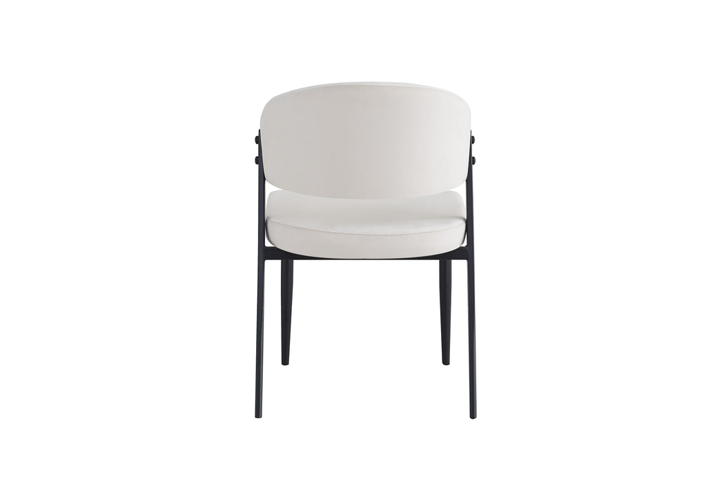 CHAISE LAMIA PIEDS METAL NOIR TISSU VELOURS BEIGE