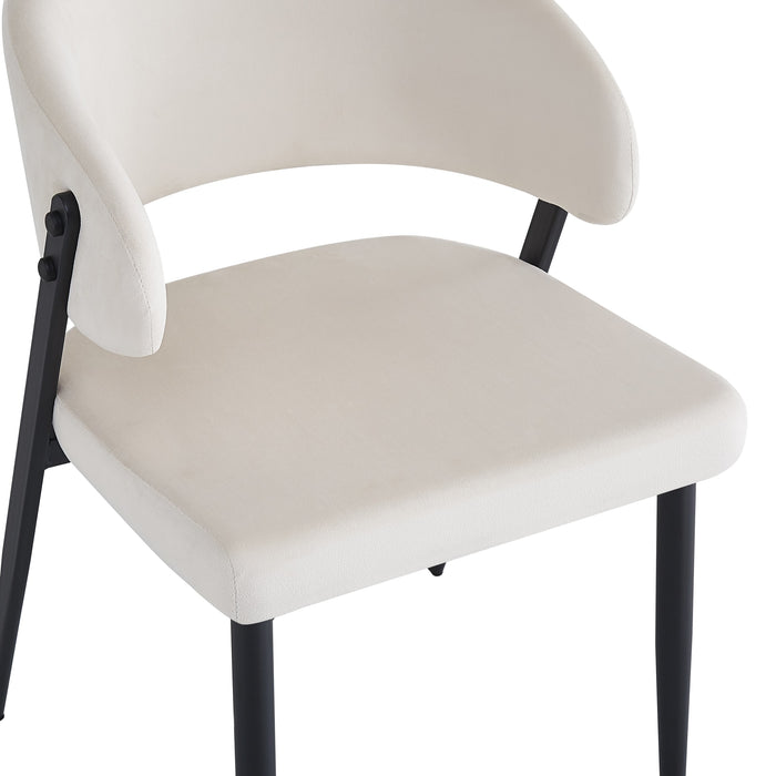 CHAISE LAMIA PIEDS METAL NOIR TISSU VELOURS BEIGE