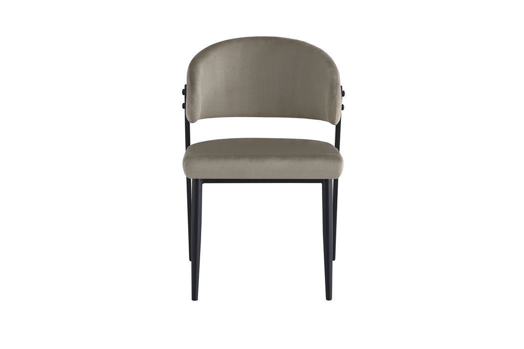 CHAISE LAMIA PIEDS METAL NOIR TISSU VELOURS TAUPE - image 1