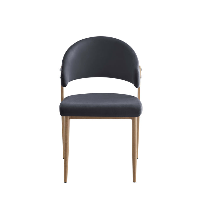 CHAISE LAMIA PIEDS EFFET BOIS TISSU VELOURS ANTHRACITE - image 1