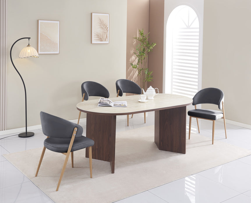 CHAISE LAMIA PIEDS EFFET BOIS TISSU VELOURS ANTHRACITE - image 5